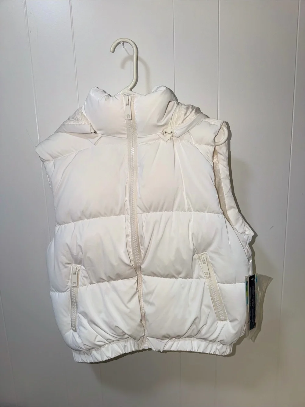 Kids White Puffer Vest with High Neck